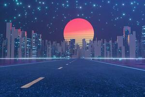 urbano strada e tramonto cielo, astratto concezione,3d resa. foto