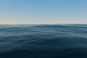 chiaro blu oceano sfondo, pendenza acqua superficie, 3d resa. foto