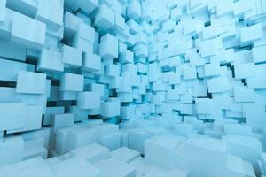il camera fatto di cubi, nel tridimensionale spazio, 3d resa. foto