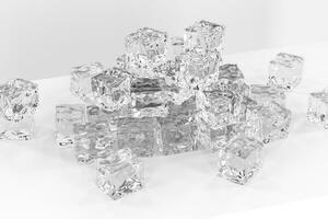 ghiaccio cubi impilati ogni altro con bianca sfondo, 3d resa. foto