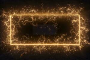 il particelle con geometrico forma nel un' buio camera, 3d resa. foto