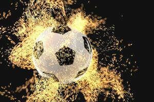 ardente calcio con buio sfondo, 3d resa. foto