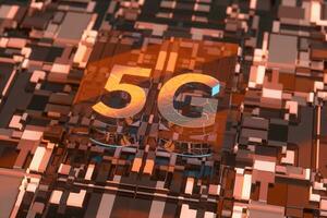 3d rendering, 5g font e circuito sfondo foto