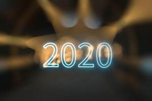 2020 nuovo anno con industriale tunnel sfondo, 3d resa. foto