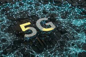 3d rendering, 5g font e circuito sfondo foto