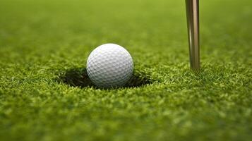 il golf palla su il golf corso volontà accedere il buco ai generativo foto