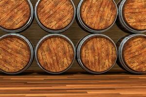 di legno azienda vinicola barile con caldo colore sfondo, 3d interpretazione foto