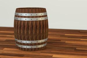 di legno azienda vinicola barile con bianca sfondo, 3d interpretazione foto