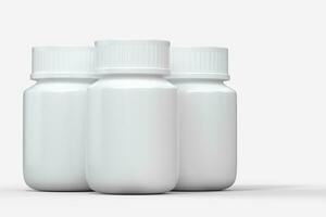 3d rendering, bianca medicina bottiglia, pillola bottiglia foto