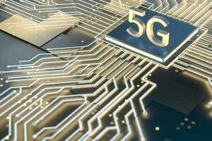 3d rendering, 5g font e circuito sfondo foto