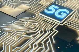 3d rendering, 5g font e circuito sfondo foto