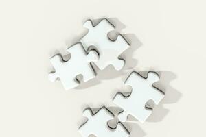 sparpagliato vuoto puzzle con bianca sfondo, 3d resa. foto