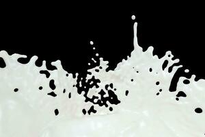 purezza spruzzi latte con nero sfondo, 3d resa. foto