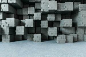 3d rendering, creativo cubi parete con pavimento foto