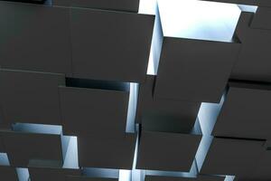 3d rendering, buio sfondo, cubo mattoni con leggero effetto. computer digitale sfondo. foto
