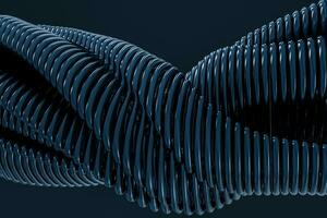 3d rendering, blu metallico onda superficie foto