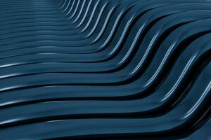 3d rendering, blu metallico onda superficie foto