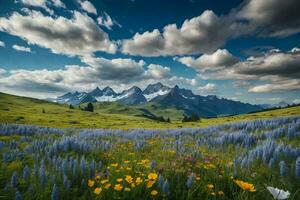 paesaggio fotografia di un' vivace estate prato, un' tranquillo scena di incolto bellezza nel natura. foto