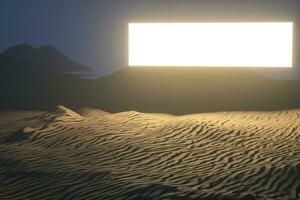 3d rendering, il largo deserto, con strisce forme. foto