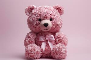 rosa orsacchiotto orso con rosa Rose su rosa sfondo foto
