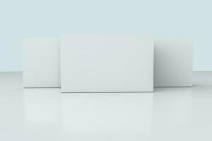 3d rendering, bianca Imballaggio scatole con bianca sfondo foto