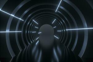 3d rendering, buio fantascienza tunnel, buio sfondo foto