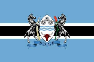 il ufficiale attuale bandiera e cappotto di braccia di repubblica di botswana. stato bandiera di botswana. illustrazione. foto