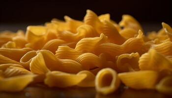 salutare mangiare vicino su di fresco, organico, italiano pasta variazioni generato di ai foto