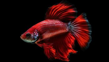 siamese combattente pesce nuotate nel blu acqua, visualizzazione vivace colori generato di ai foto