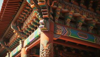 antico Pechino famoso pagoda vetrine Cinese cultura e intricato architettura generato di ai foto
