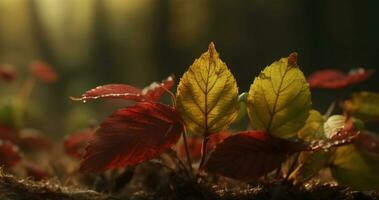 vivace autunno colori dipingere il foresta nel un' d'oro capolavoro generato di ai foto