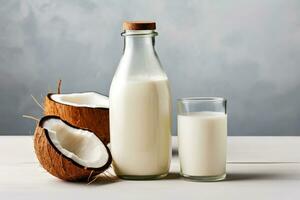 Noce di cocco latte e latte alternative - vegano senza lattosio bevanda - generativo ai foto