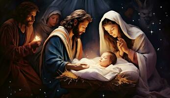 scena di il nascita di Gesù. Natale Natività scena. foto