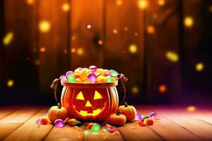 allegro Halloween accento - sorridente jack-o-lanterna - generativo ai foto