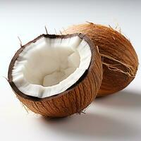 fresco noci di cocco su un' bianca sfondo foto
