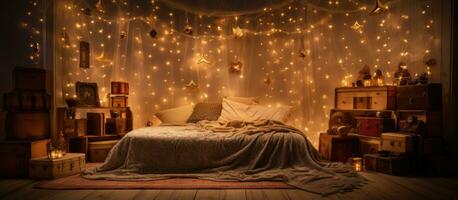 illuminato Camera da letto interno a residenza foto
