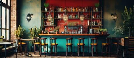 bar con un' retrò stile interno e arredamento foto