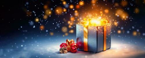 festivo eleganza - sconto offerte e bokeh regalo scatola - generativo ai foto