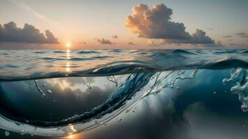 astratto minimalismo nel un' tramonto paesaggio marino ai generato foto