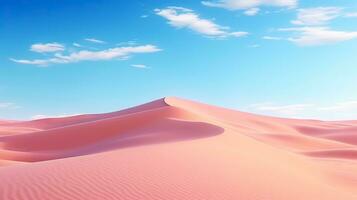 deserto duna scogliera sabbia paesaggio con pulito blu cielo. minimo deserto naturale sfondo. scena di asciutto terra sabbia, polveroso strada senza il fine punto, con generativo ai. foto