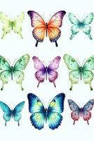 impostato di acquerello farfalle isolato su bianca, ai generato foto