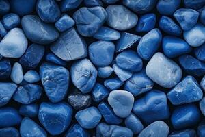 ciottoli pietre sfondo con blu tonica. ai generato foto
