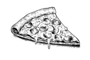 fetta di Pizza mano disegnato incisione stile vettore illustrazione foto