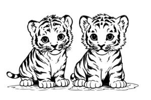 mano disegnato incisione stile schizzo di un' tigre cucciolo, vettore inchiostro illustrazione. foto