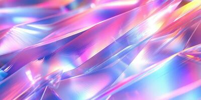 olografico sfondo con bicchiere frammenti. arcobaleno riflessi nel rosa e viola colore. astratto di moda modello. struttura con magico effetto. foto