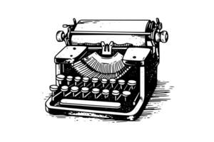 vettore mano disegnato illustrazione di retrò macchina da scrivere nel Vintage ▾ inciso stile foto