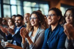 applaude di realizzazione unendo per attività commerciale successo e Applaudire il squadra assistita di generativo ai foto