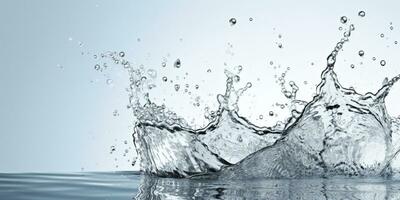 dinamico acqua spruzzo acqua spruzzi su bianca sfondo - ai generato foto