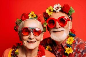 anziano coppia colorato elegante. creare ai foto