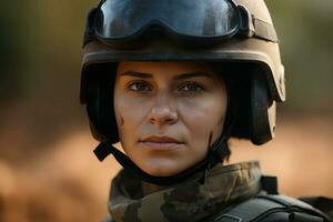 soldato donna uniforme onore. creare ai foto